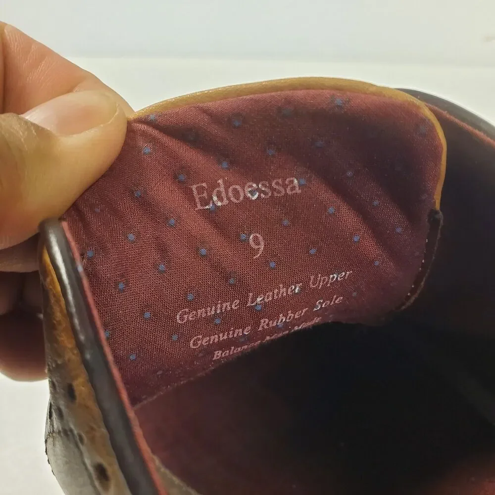 ASTON GREY Shoes EDOESSA Mens Size 9 Brown Leather Brogue Wingtip Oxford Casual